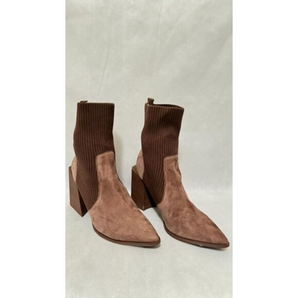 Steve Madden Womens Tackle Block Heel Knit Taupe Suede Western Chic Boot 8M - Picture 3 of 5